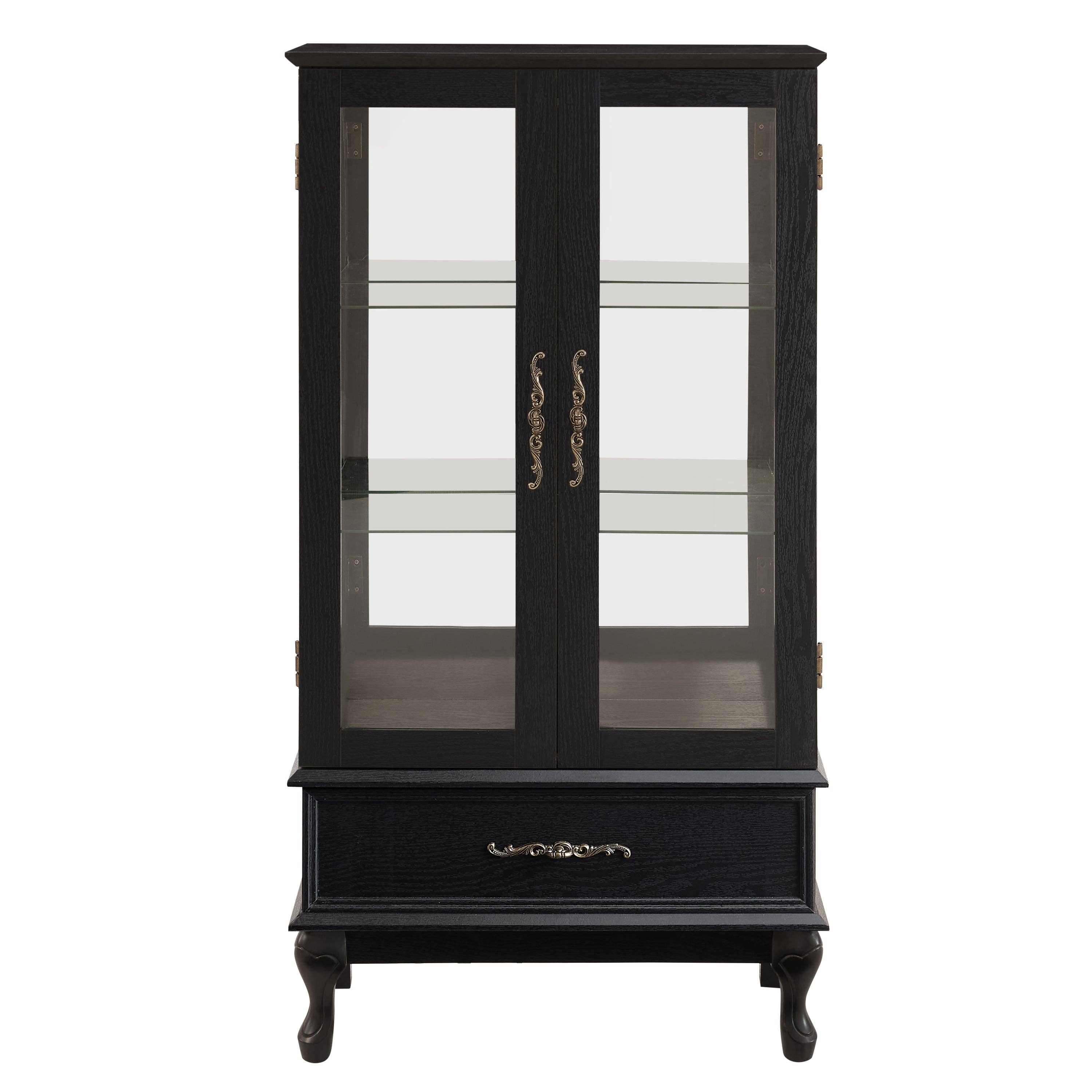 39F Inc. - Wholesale Cabinet - Black Lighted Curio Cabinet (2 Glass Doors, LED Lights )9