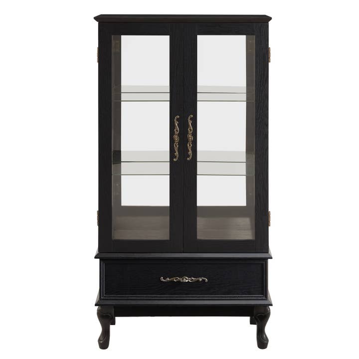 39F Inc. - Wholesale Cabinet - Black Lighted Curio Cabinet (2 Glass Doors, LED Lights )9