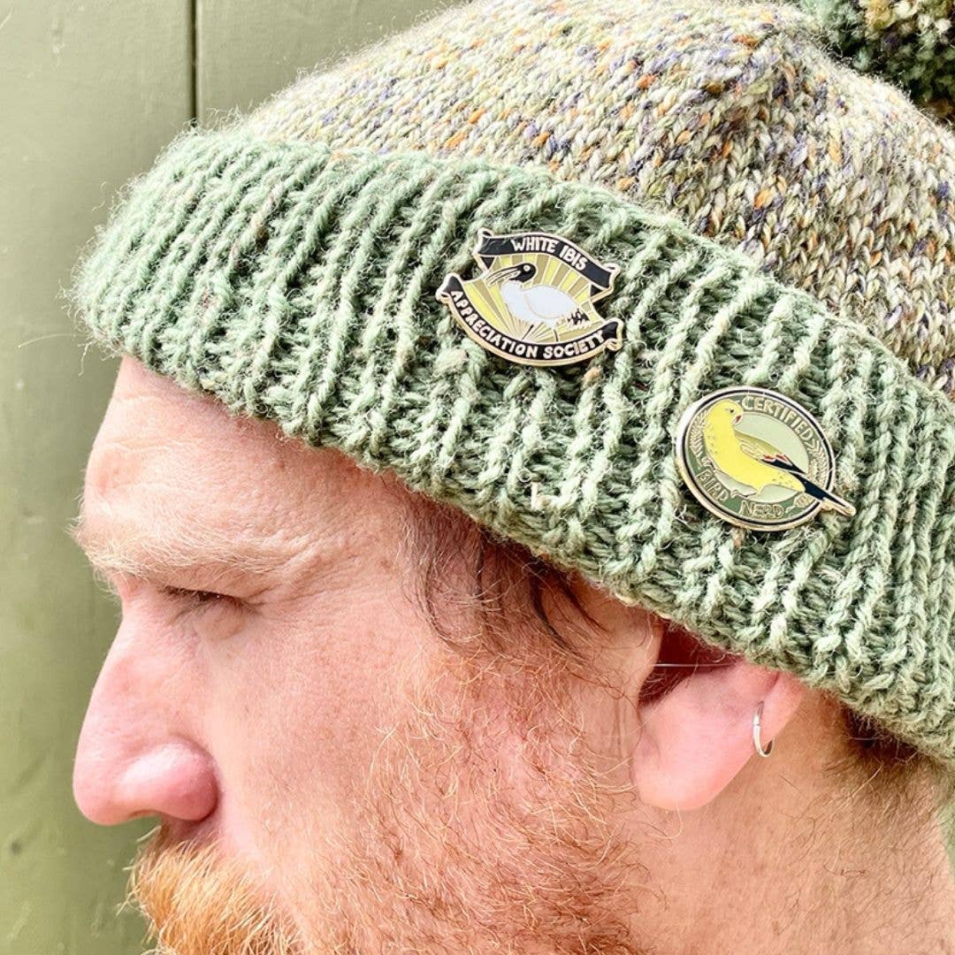 Bridget Farmer Printmaker - Wholesale Lapel pin/button - White Ibis Appreciation Society Enamel Pin2