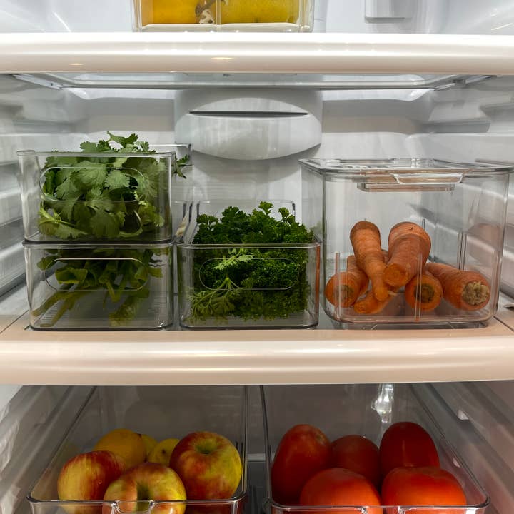 Lexi Home - Wholesale Food Storage Container - Acrylic Fridge Produce Organizer with Vented Lids