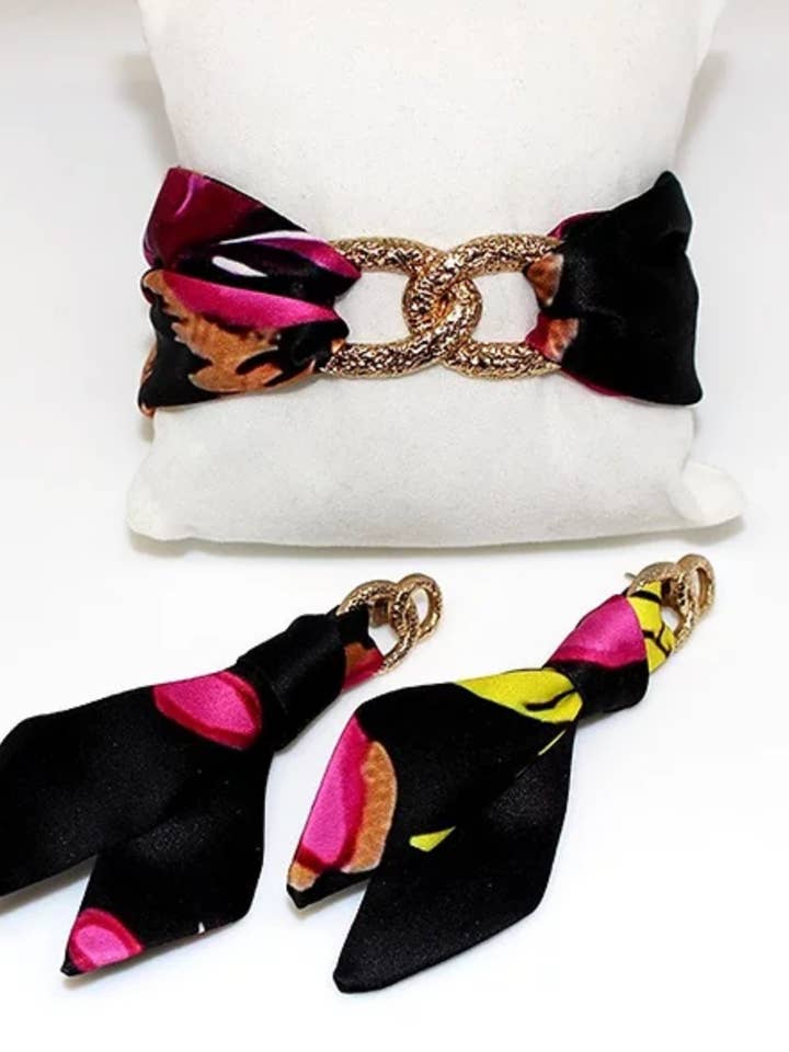 Gold Leopard set earrings+bracelet for wholesale by Helen Bellart