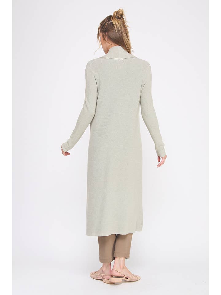 Allie Rose - Vendita all'ingrosso Cardigan - Donna - Cardigan lungo morbido a maglia waffle6