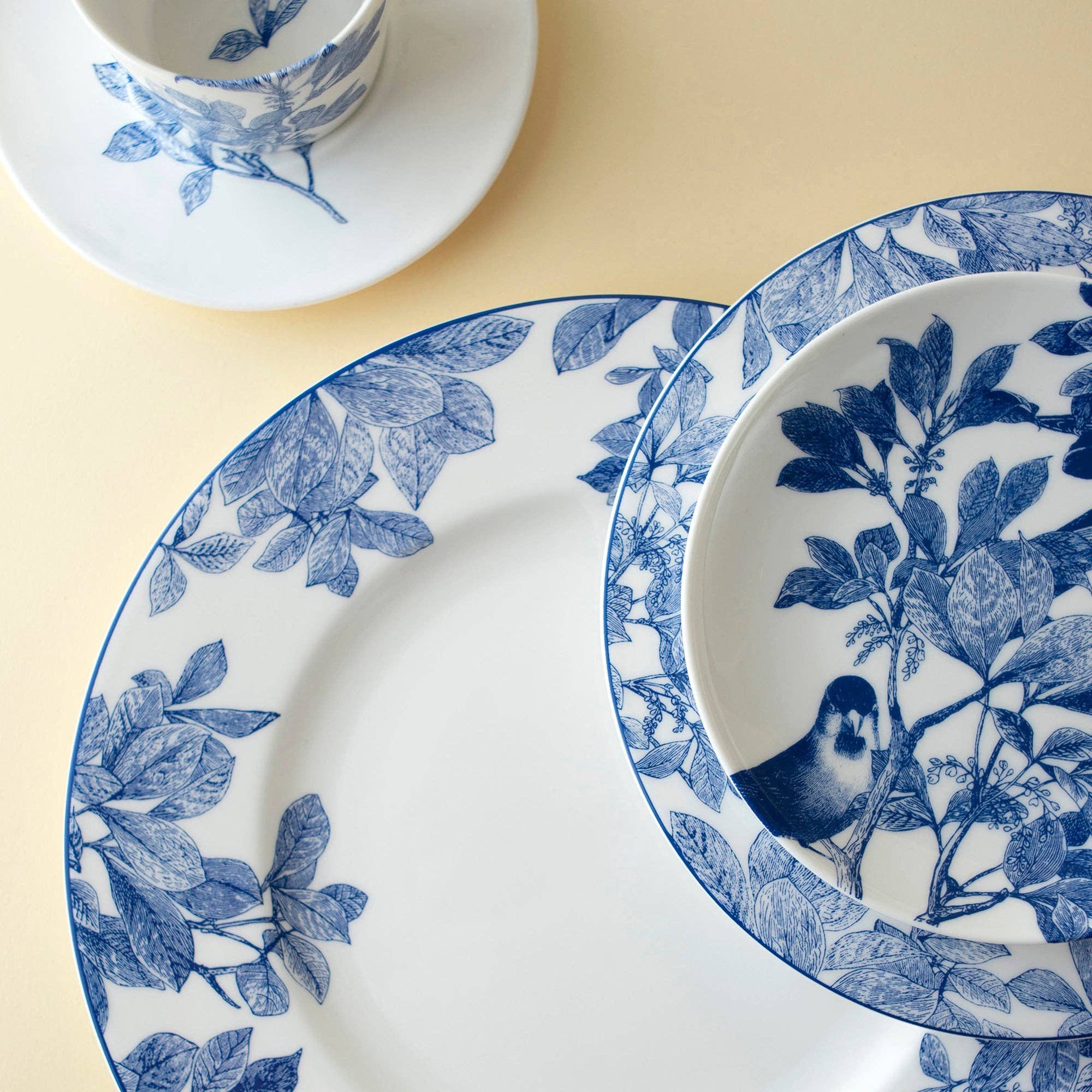 Caskata - Wholesale Appetizer Serveware - Arbor Blue Birds Small Plates, Set of 44