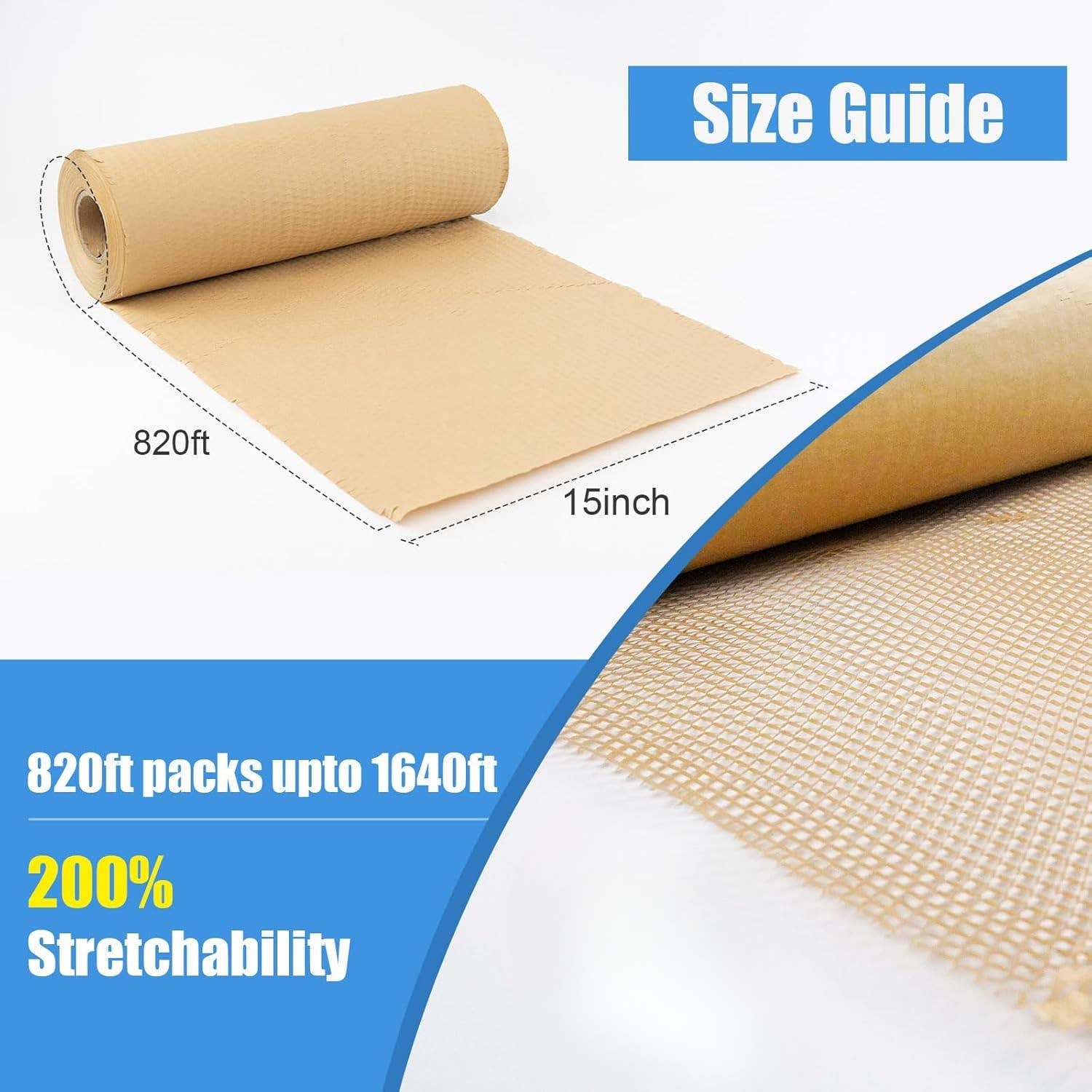 IPACKNOW INC - Wholesale Wrapping Paper Roll - Bulk 15 Inches x 820 feet Honeycomb Packing Paper Wrap Roll 1