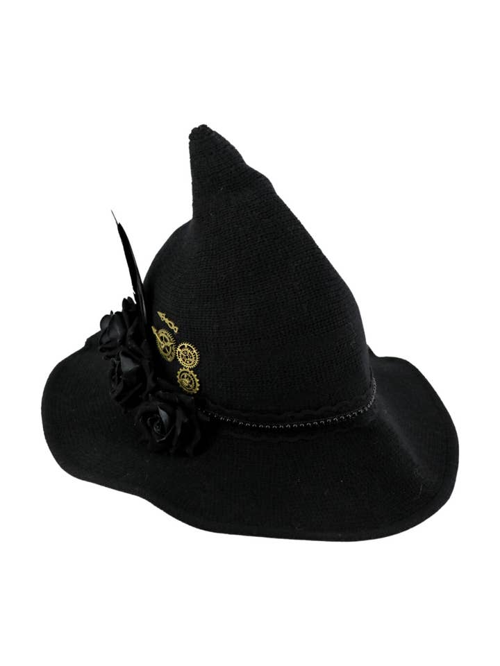 Western Fashion - Wholesale Costume - Women's - 69126 - Steampunk Witch Knit Hat-Black