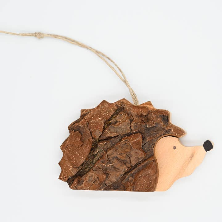 Bark Lying Down Hedgehog Ornament for wholesale by Talla Imports