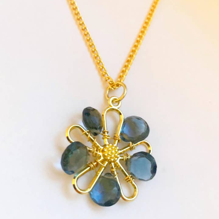 Flower Crystal Necklace Topaz Jewelry Gemstone Necklace for wholesale by Etymology Jewelry