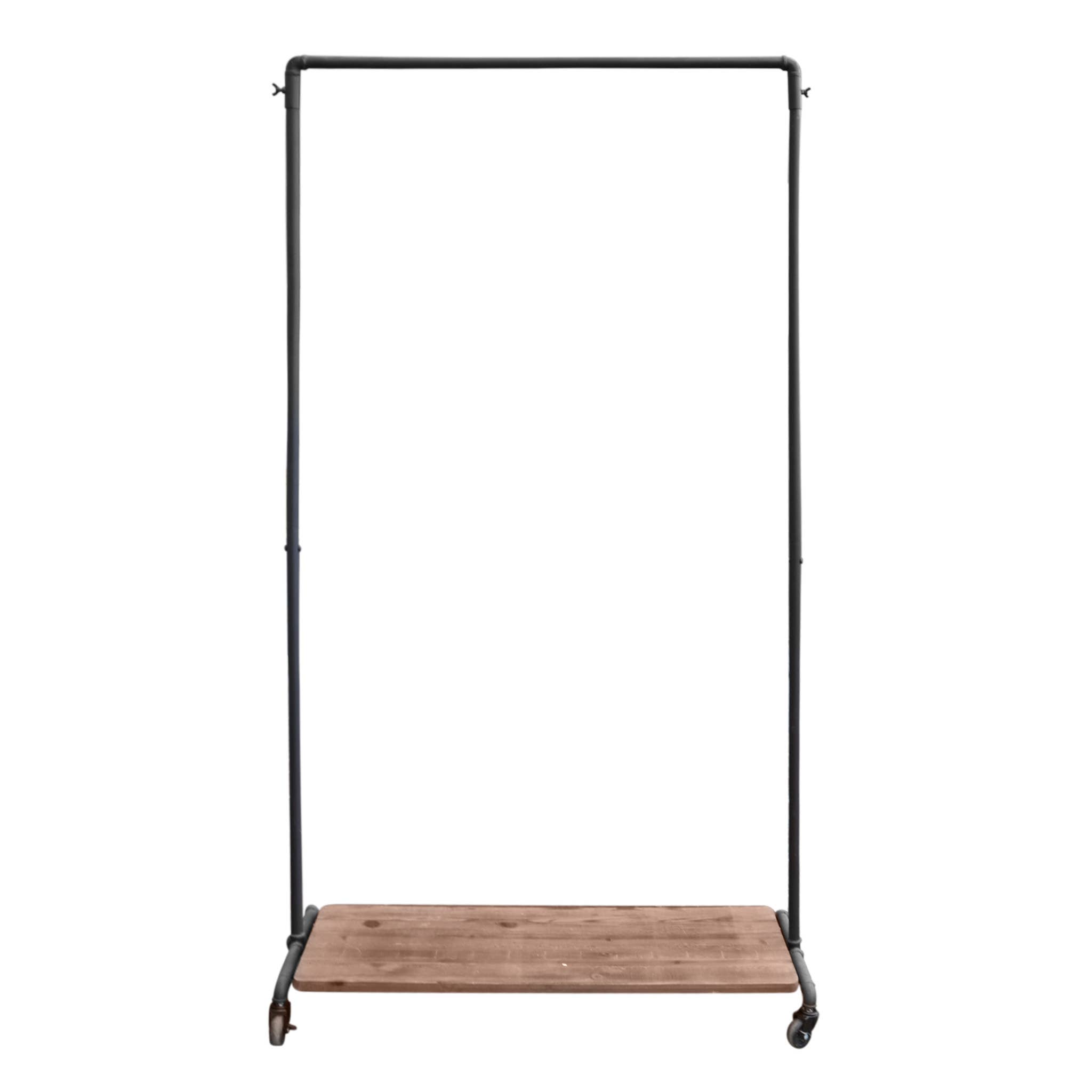 Paris Loft Inc – Cabide por atacado – Racks de vestuário de metal com prateleira de madeira e rodas com fechadura1