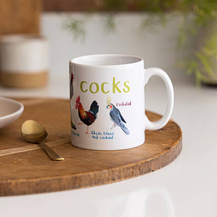 Sarah Edmonds Illustration – wholesale Coffee mug – Cocks Ceramic Bird Pun Mug5