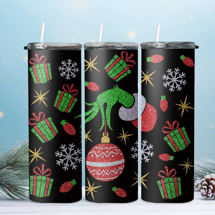 Wicked Flower Creations - Wholesale Insulated Mug/Tumbler - Glitter Green Man Ornaments Tumbler