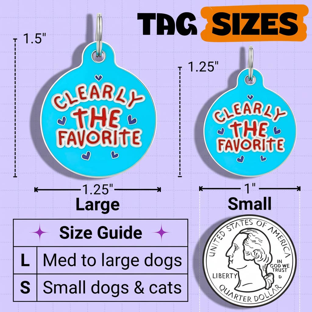 Bad Tags – wholesale Pet identification tag – Cat/dog – Enamel Dog Tag with Scannable ID - Clearly the Fave *Blue4