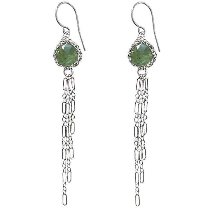 Orecchini Boho acquamarina muschio in argento per la vendita all'ingrosso da parte di Arivka Jewelry