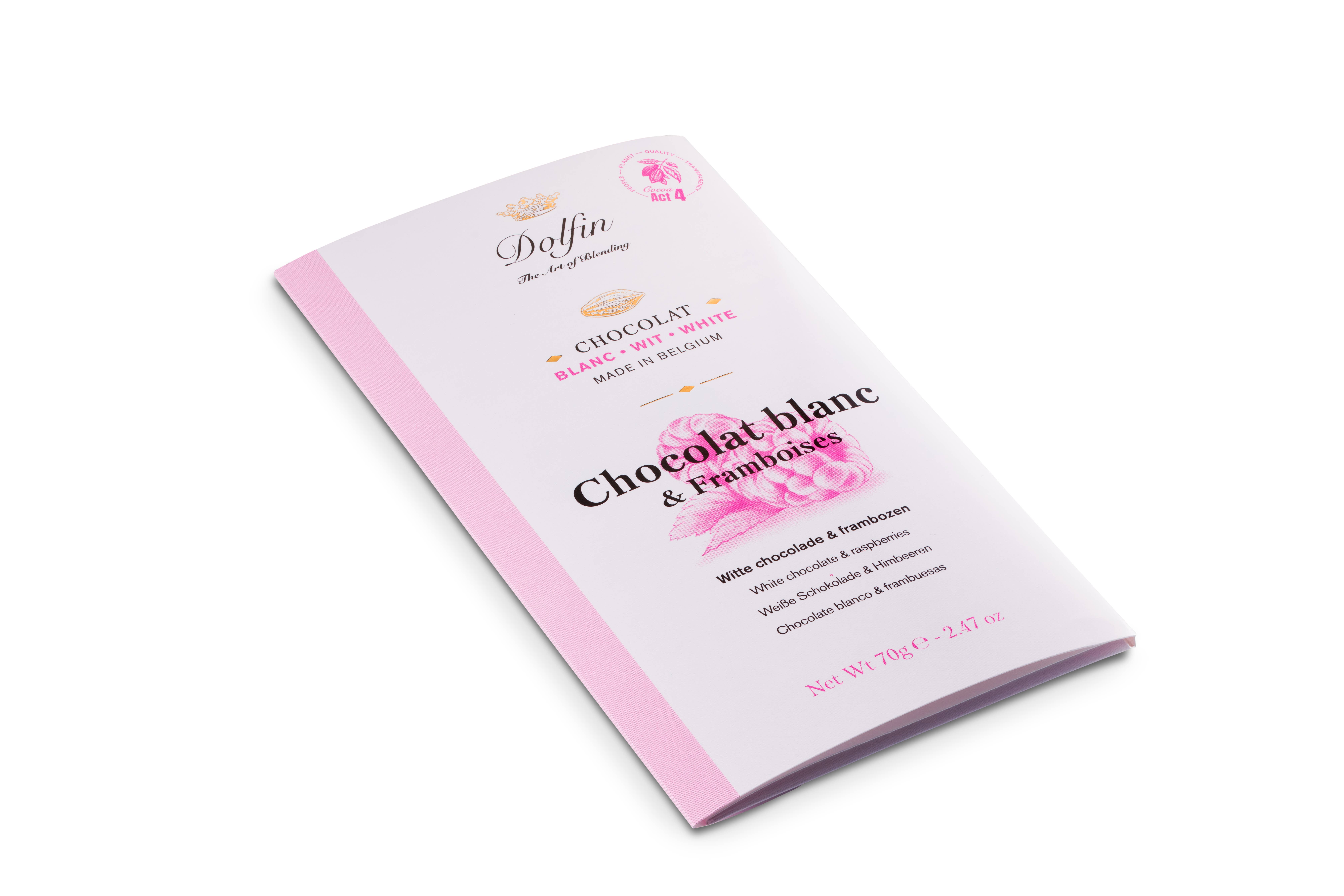 Dolfin - Wholesale Chocolate Bar - 70g Tablet - White Raspberries1