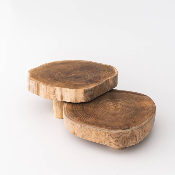 Sandstone & Sage - Wholesale Decorative Tabletop Object - Teak Riser | Primitive Live Edge Wood Display