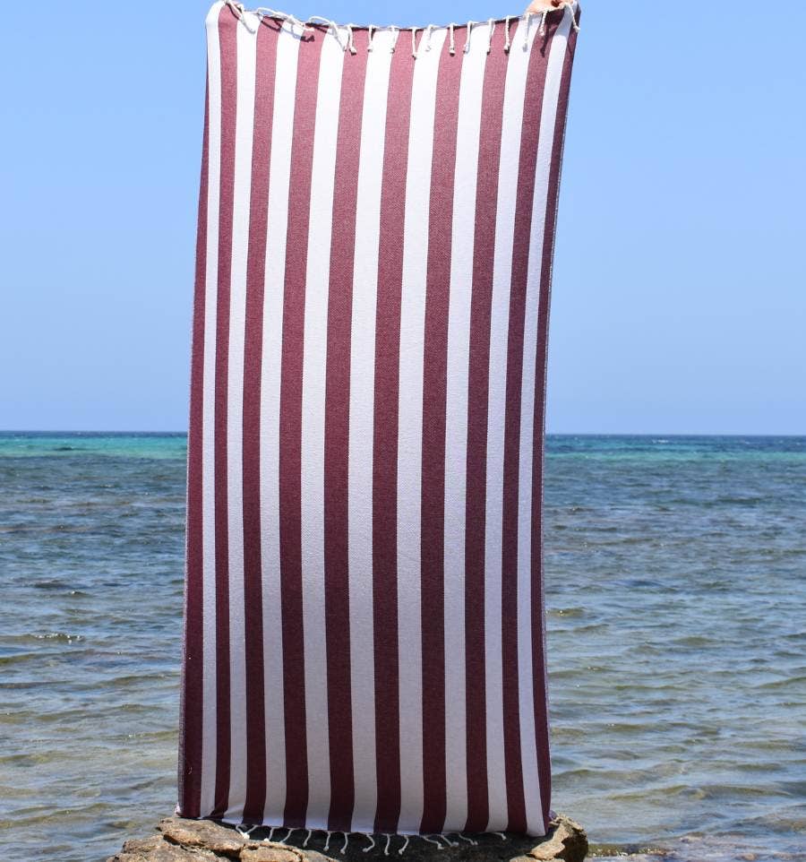 Fouta Tunisia - Vendita all'ingrosso Telo mare - Fouta Alaska con righe verticali eleganti24