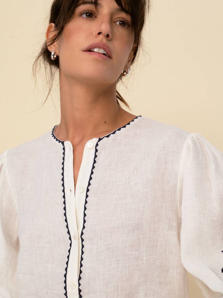 Sonmer Shop USA - Wholesale Button Down Shirt - Women's - Leonor blouse ecru 1