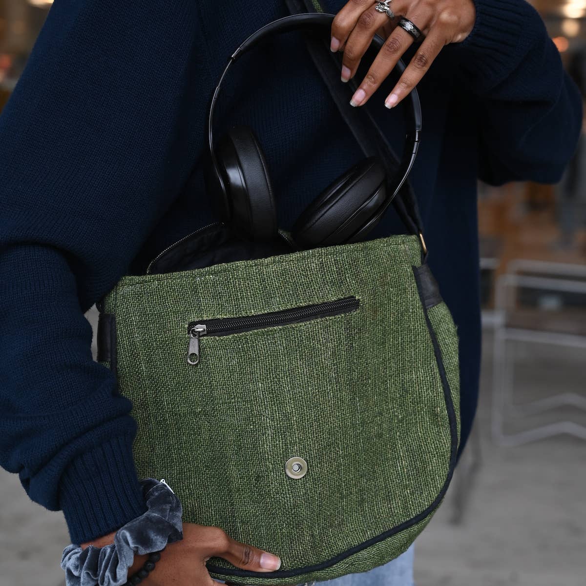 Women of the Cloud Forest - Wholesale Crossbody Bag - Unisex - Vegan Recycled Inner Tube and Hemp Saddle Bag8