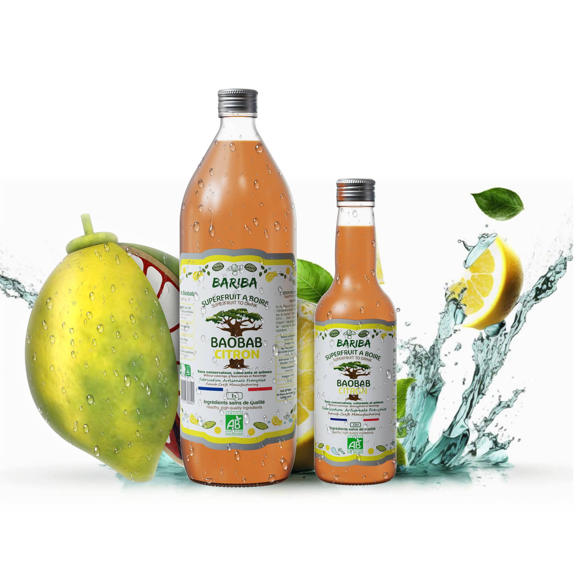 BARIBA - BOISSONS & COMPLEMENTS ALIMENTAIRES BIO - Wholesale Fruit Juice - NATURAL ORGANIC FRUIT JUICE BAOBAB LEMON 33CL CHR2
