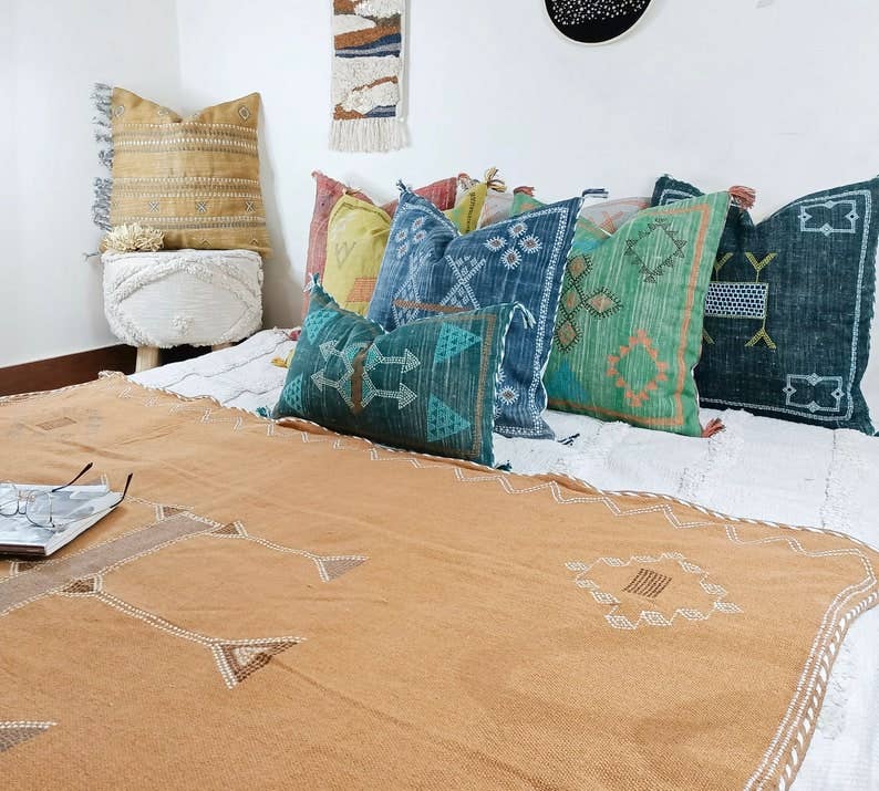 Urban Adorn - Wholesale Throw Pillow Cover - Teal Colour Moroccan Silk Inspired Linen Cushion Cover5