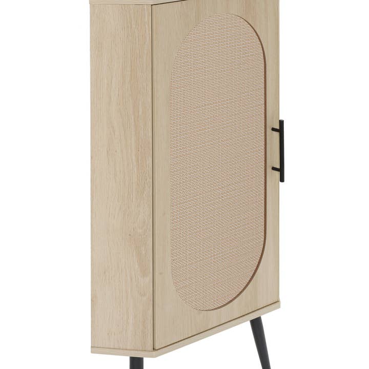 Orange County Decor - Wholesale Cabinet - Corner Cabinet ,Rattan Door,Freestanding Corner Tables For Small Spaces, Corner Shelf Stand For Living Room, Kitchen, Bathroom, Bedroom Natural Particle Board5