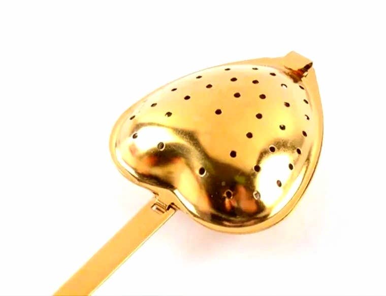 Loveyenergy & Blessings - Wholesale Tea Strainer/Infuser - GOLD Heart Shaped Tea Infuser & Spoon Stainless Steel2