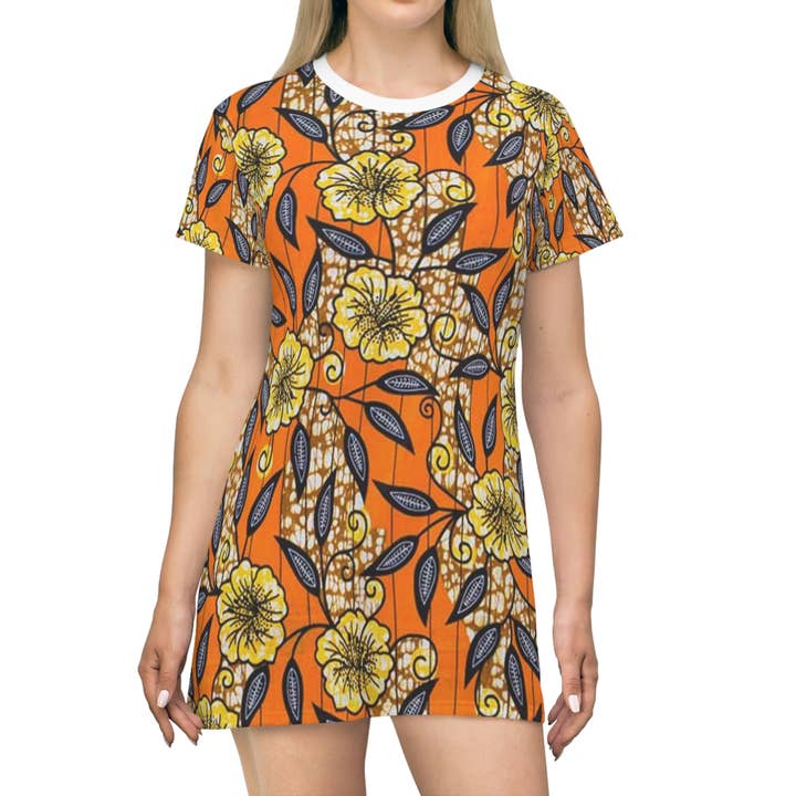Sommer-T-Shirt-Kleid mit afrikanischem Druck für den Großhandel von GiftJunkie