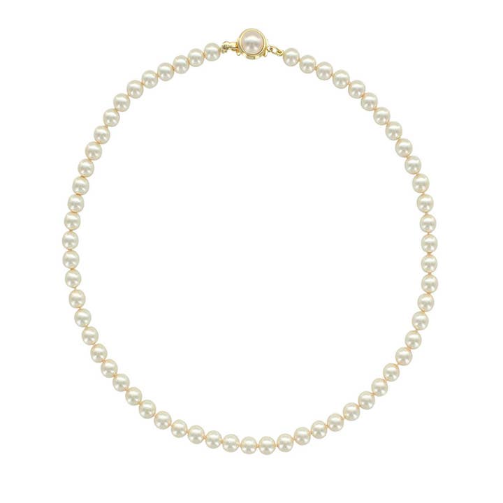 France Mineraux – wholesale Beaded/pearl necklace – White Majorcan Pearls Necklace - 6mm Ball Beads