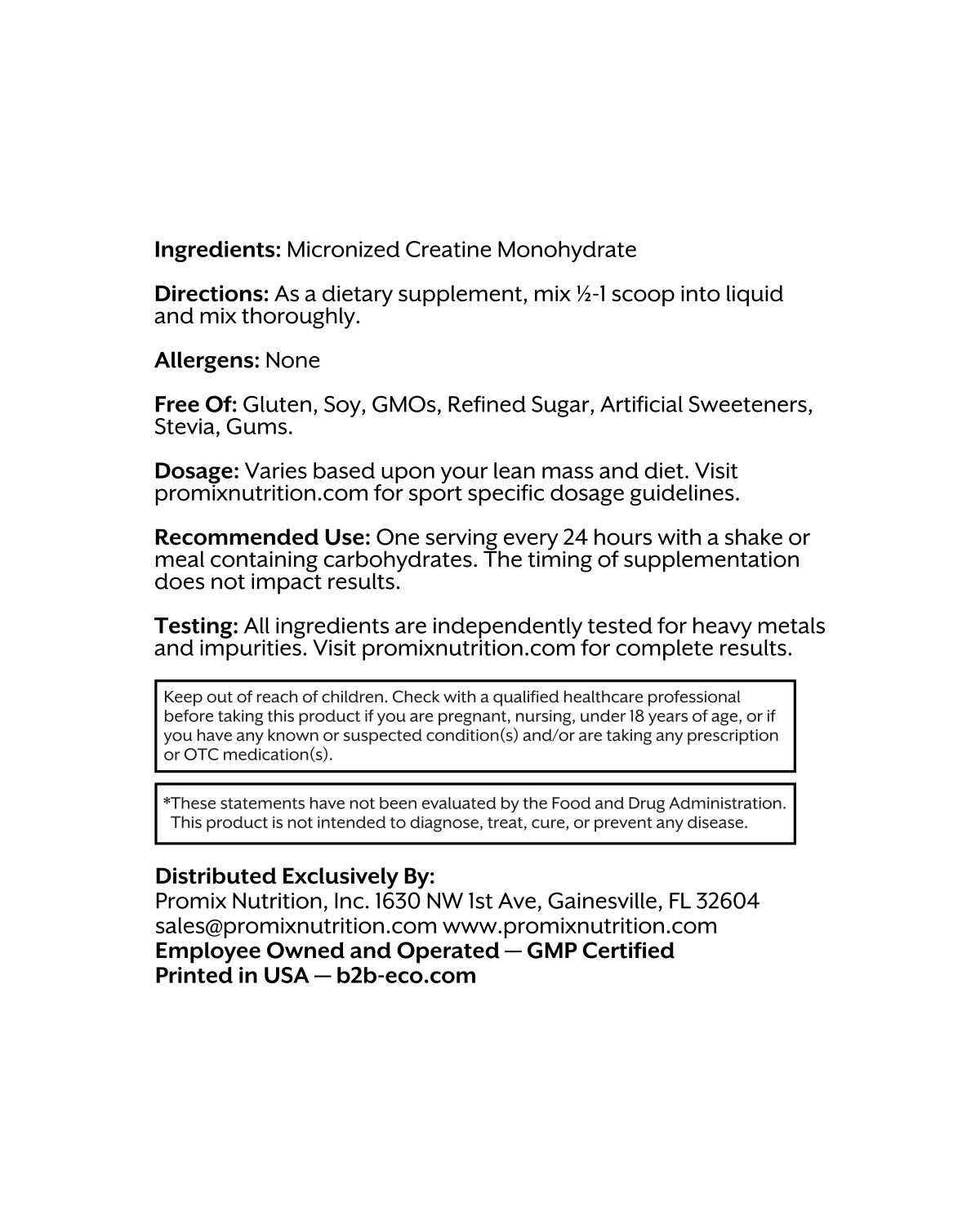 Promix - Wholesale Protein/Superfood Powder - Non-GMO Creatine8