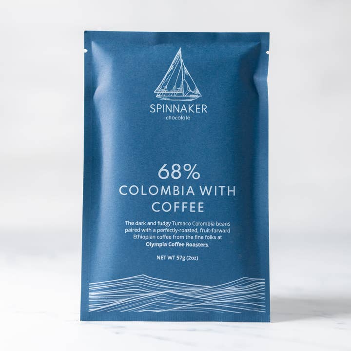 Spinnaker Chocolate - Wholesale Chocolate Bar - 68% Colombia with Coffee0