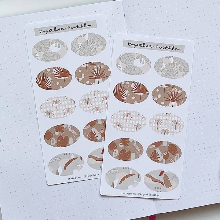 Neutral Botanical Oval Mini Sticker Sheet for wholesale by togetherwithkx