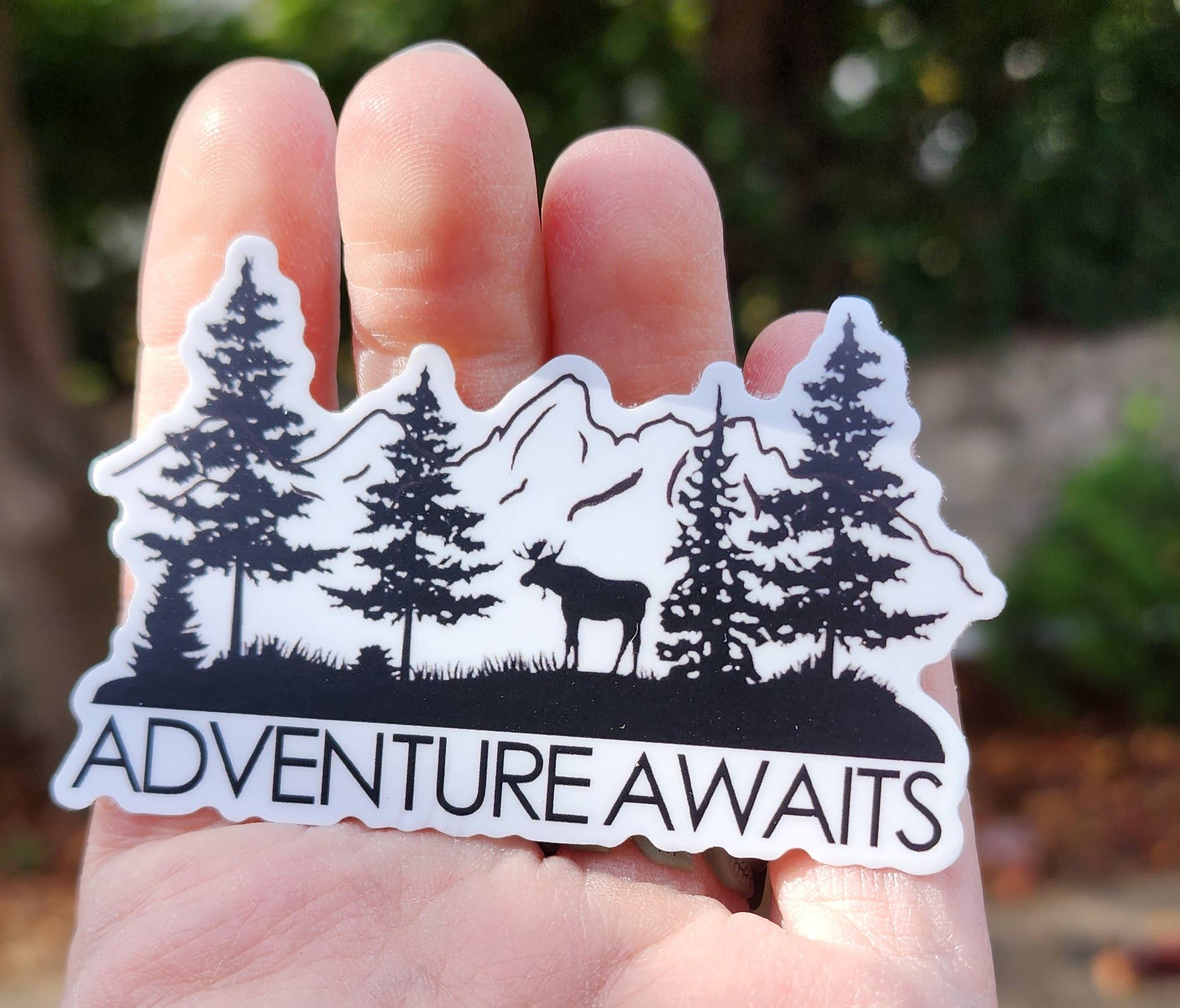National Parks and Beyond - Wholesale Sticker - Adventure Awaits Moose & Mountains Sticker1