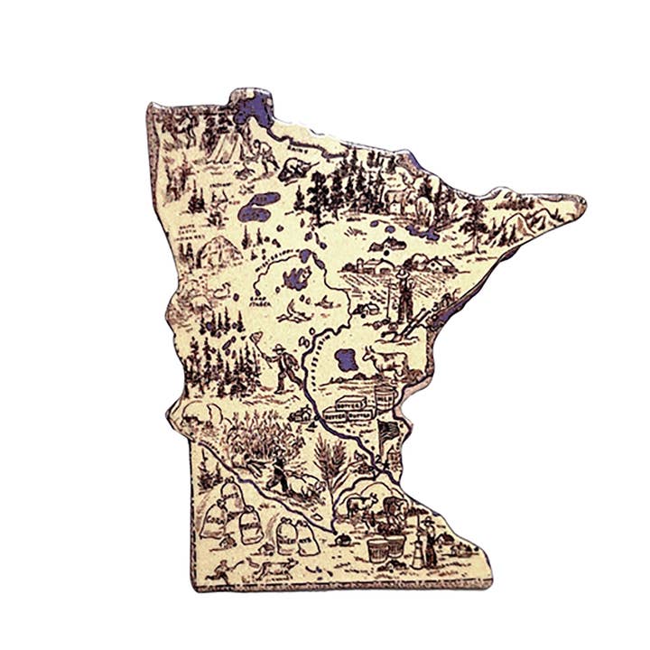 Aimant Vintage Map MN State #9529 pour la vente par d'ears inc.