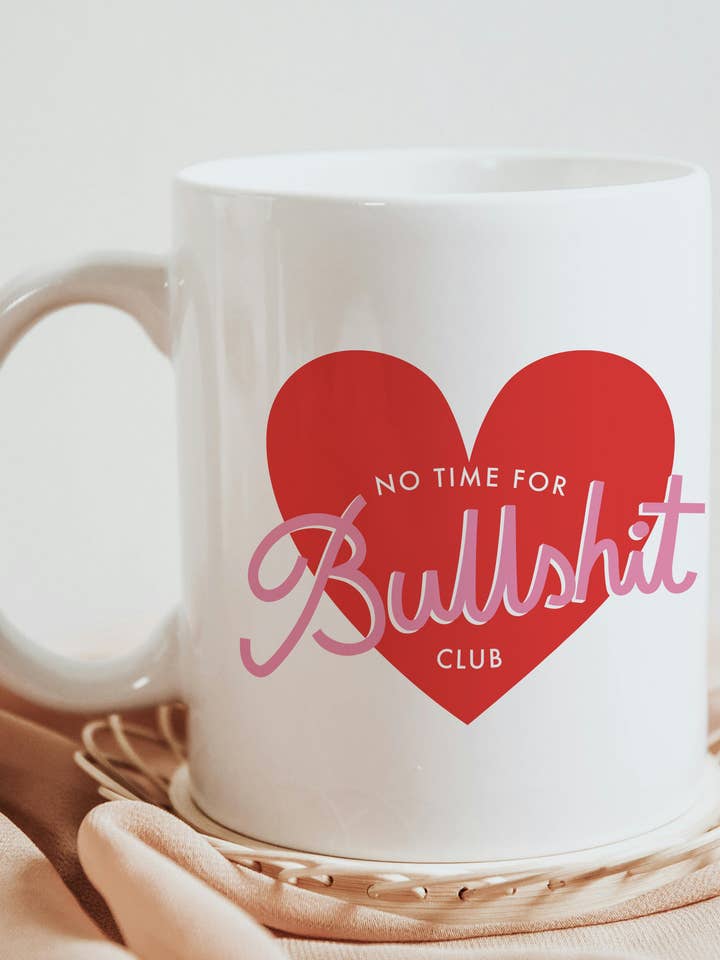No B.S Club, Heart, Ceramic Mug for wholesale by Happy Go Lucky