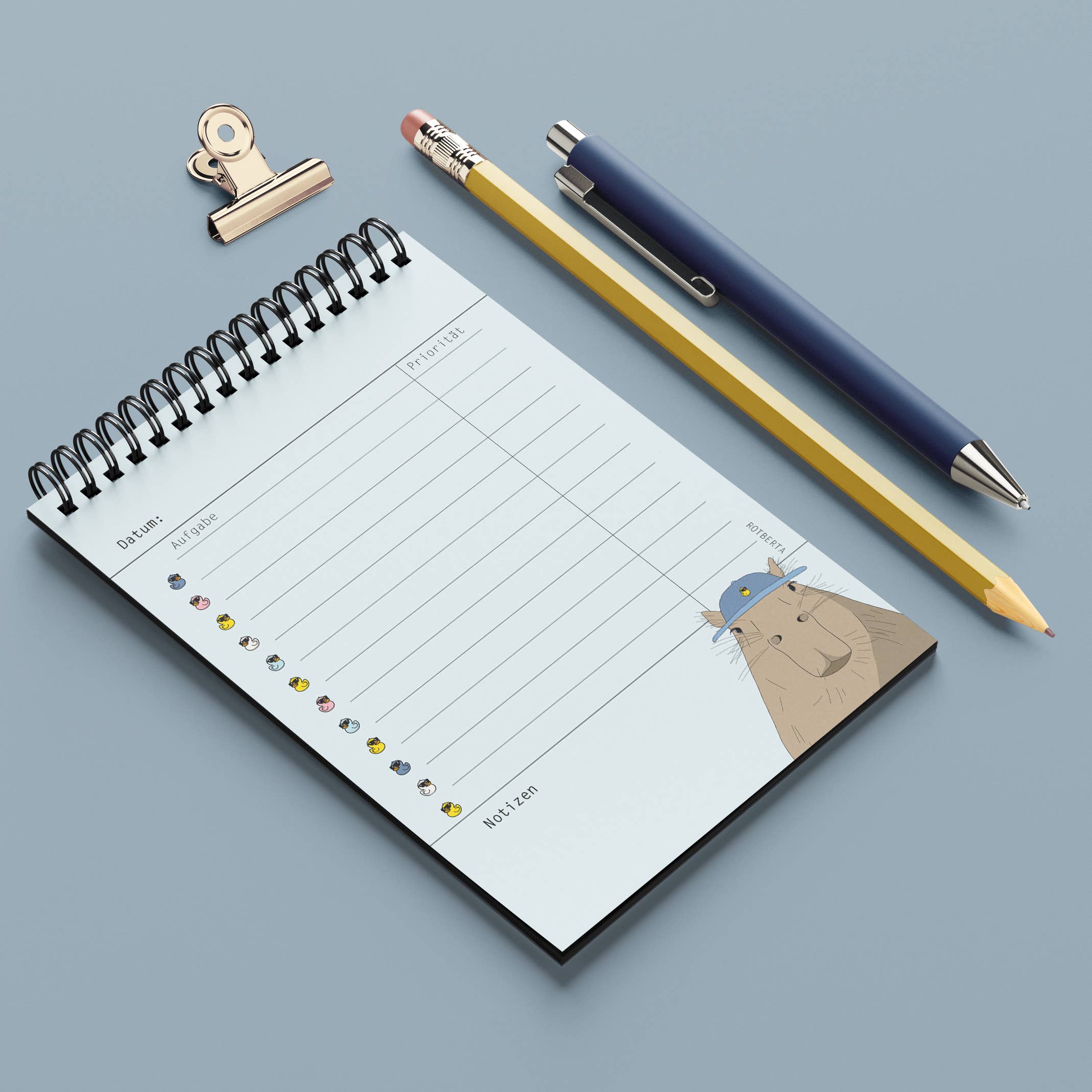 Rotberta - Wholesale Notepad - To Do List DIN A6, Ring Binding, Capybara2