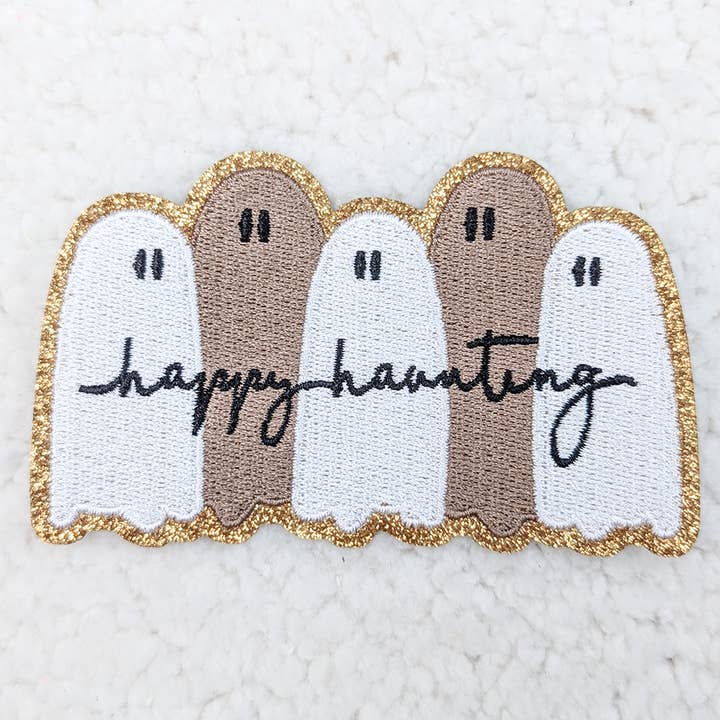 Trendy Transfers - Wholesale Patch - Happy Haunting Ghosts Embroidered HAT/POCKET Patch