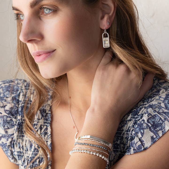 Scout Curated Wears - Wholesale Dangle Earrings - Good Karma Miyuki Frame Earring - Turquoise/Gold3