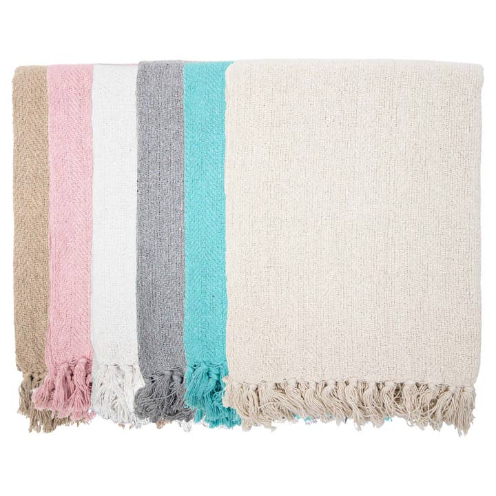 Arkwright Home - Wholesale Throw Blanket - Cotton Herringbone Throw Blanket - Color options
