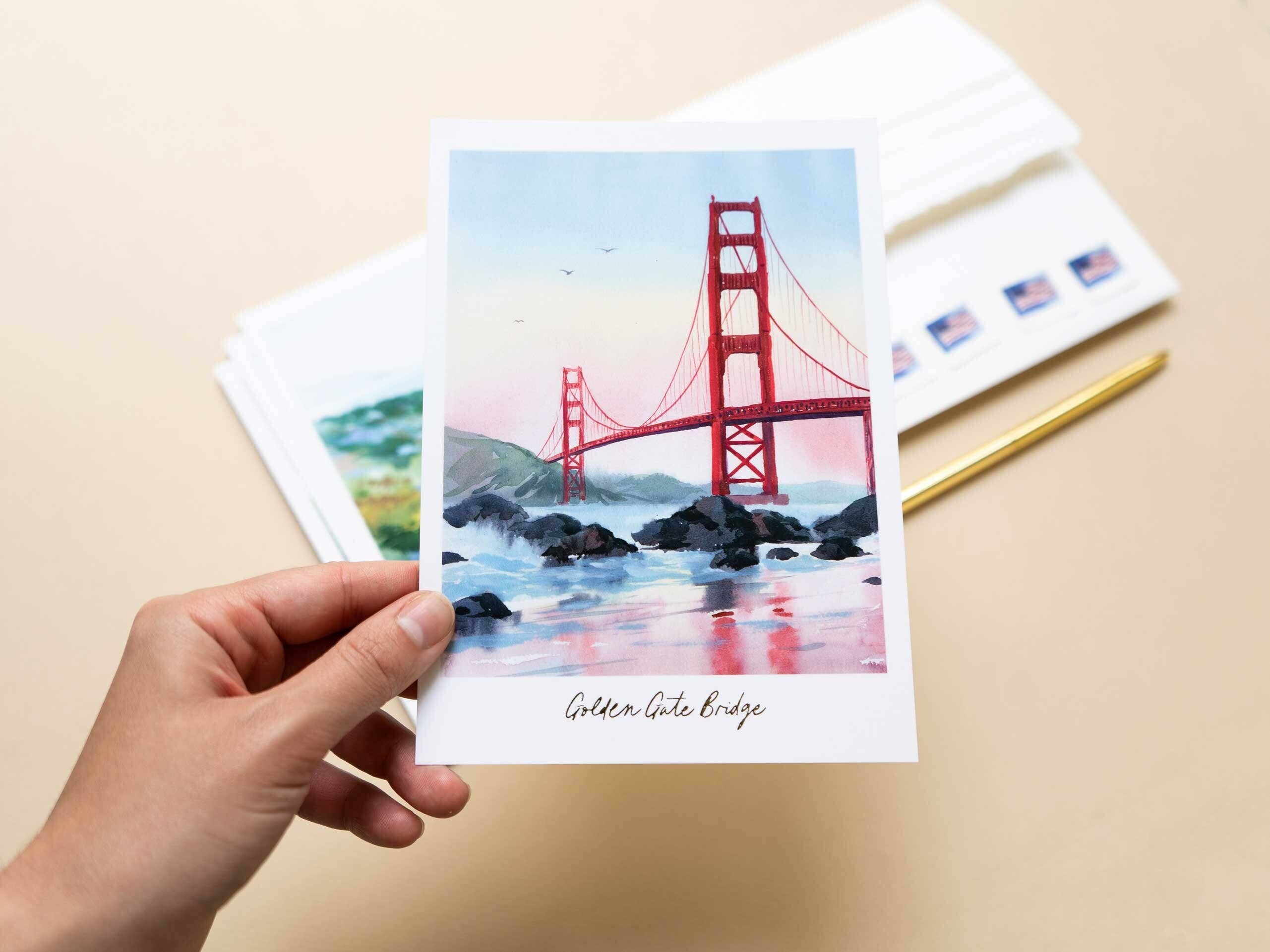 Seen&Felt by Adelya - Vente Cartes postales - Carte postale Golf Foil San Francisco Carte postale Golden Gate Bridge