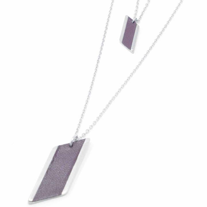 Doppelkettige Diamantkette mit Ledereinlage Burgunderrot für den Großhandel von Sobo & Co Jewellery