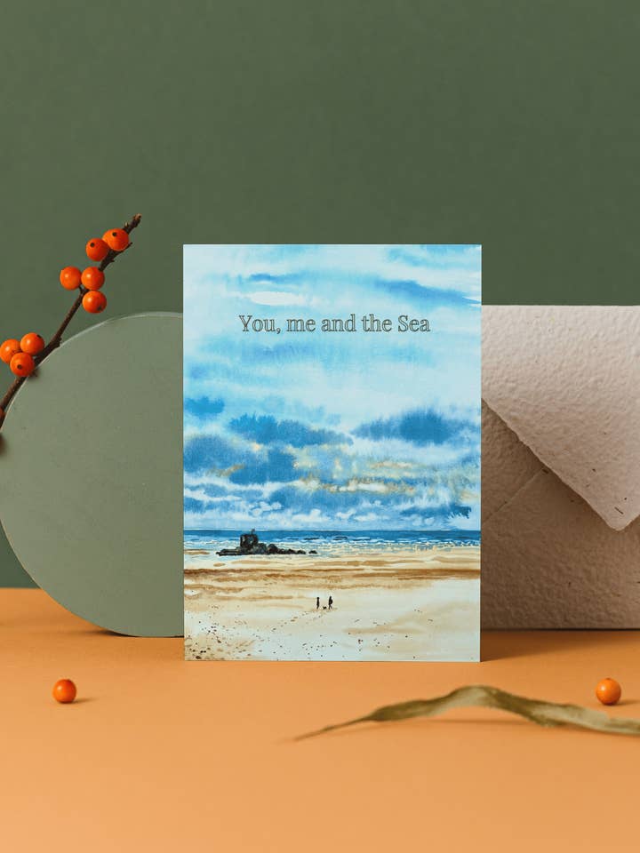 You, me and the Sea Art Greeting Card- Coastal Eco Colourful for wholesale by Charlotte Stone Art