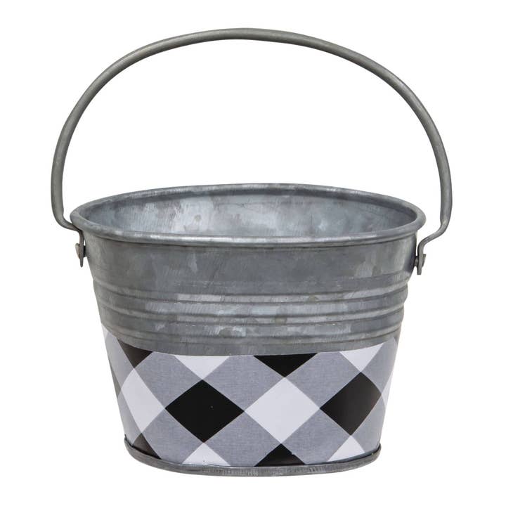 Zwart-witte buffelruit Mini ovale emmer voor wholesale door CWI Gifts