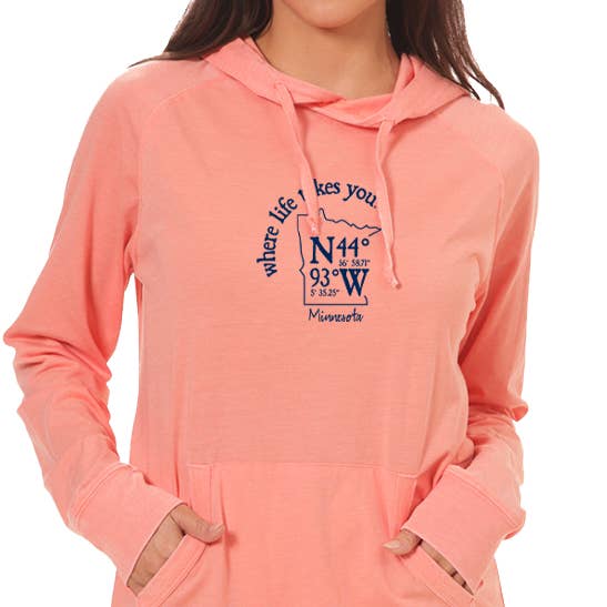 Minnesota Coordinate Unisex Long Sleeve T-Shirt Hoody for wholesale by The Buffalo Works
