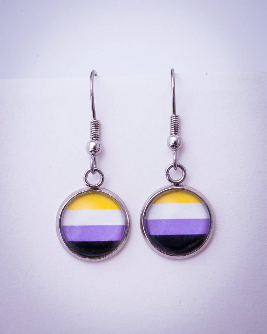 Crafty Queer Studio - Wholesale Stud/Post Earrings - Non-binary flag pride LGBTQ+ earrings - stud or dangle5