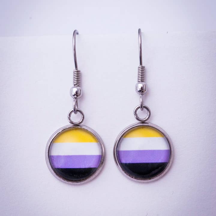Crafty Queer Studio - Wholesale Stud/Post Earrings - Non-binary flag pride LGBTQ+ earrings - stud or dangle5