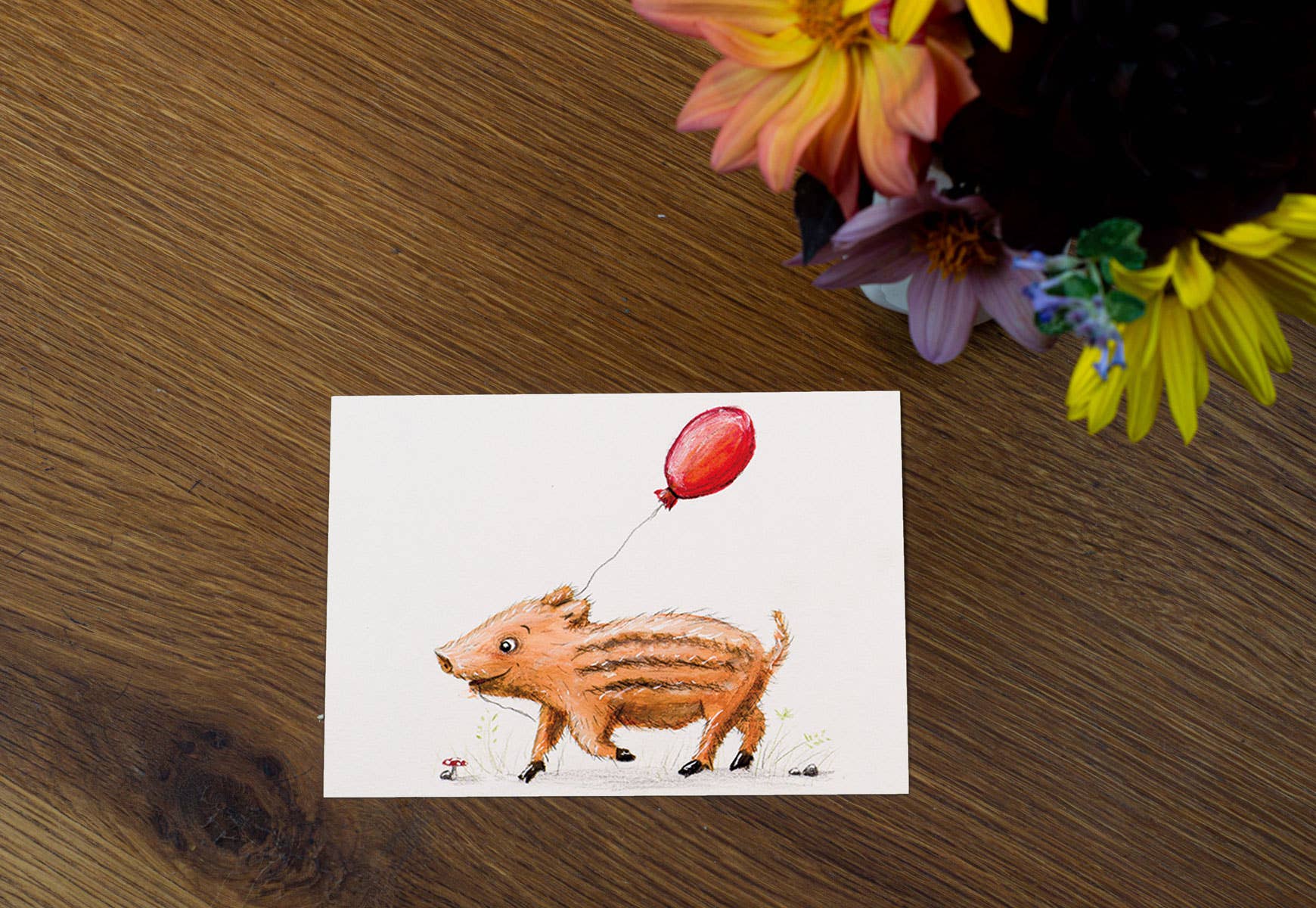 Frau Inga Malt - Wholesale Everyday Greeting Card - Postcard Wild Boar