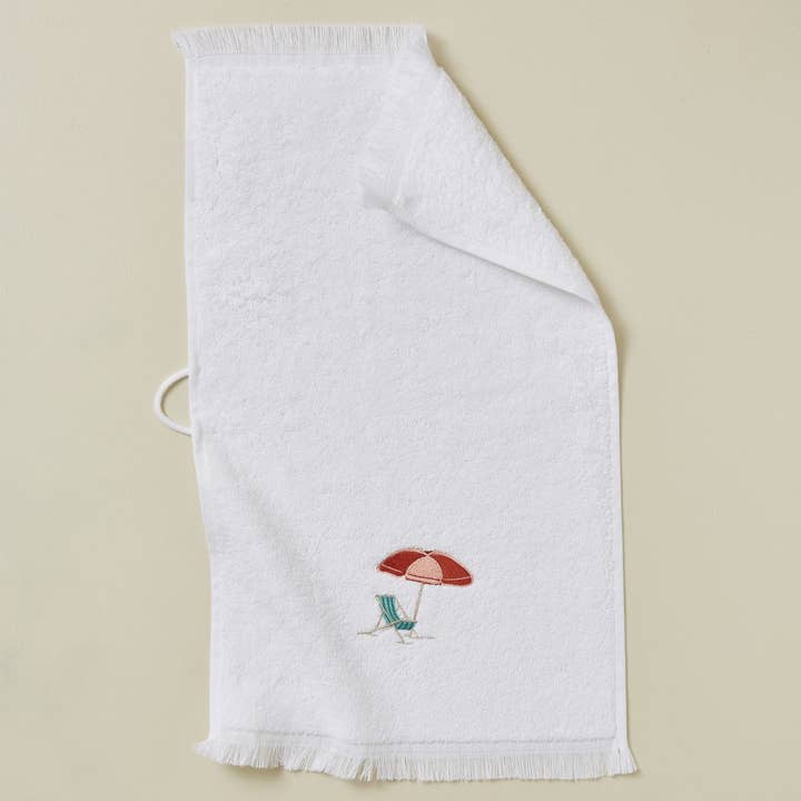 White Fancy guest towel 30x50 Plein soleil for wholesale by Sylvie Thiriez