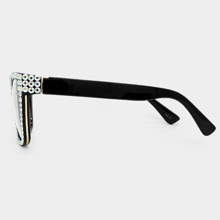 Sensibling Corp. - Wholesale Sunglasses - Women's - Crystal Embellished Clear Lens Wayfarer Sunglasses4