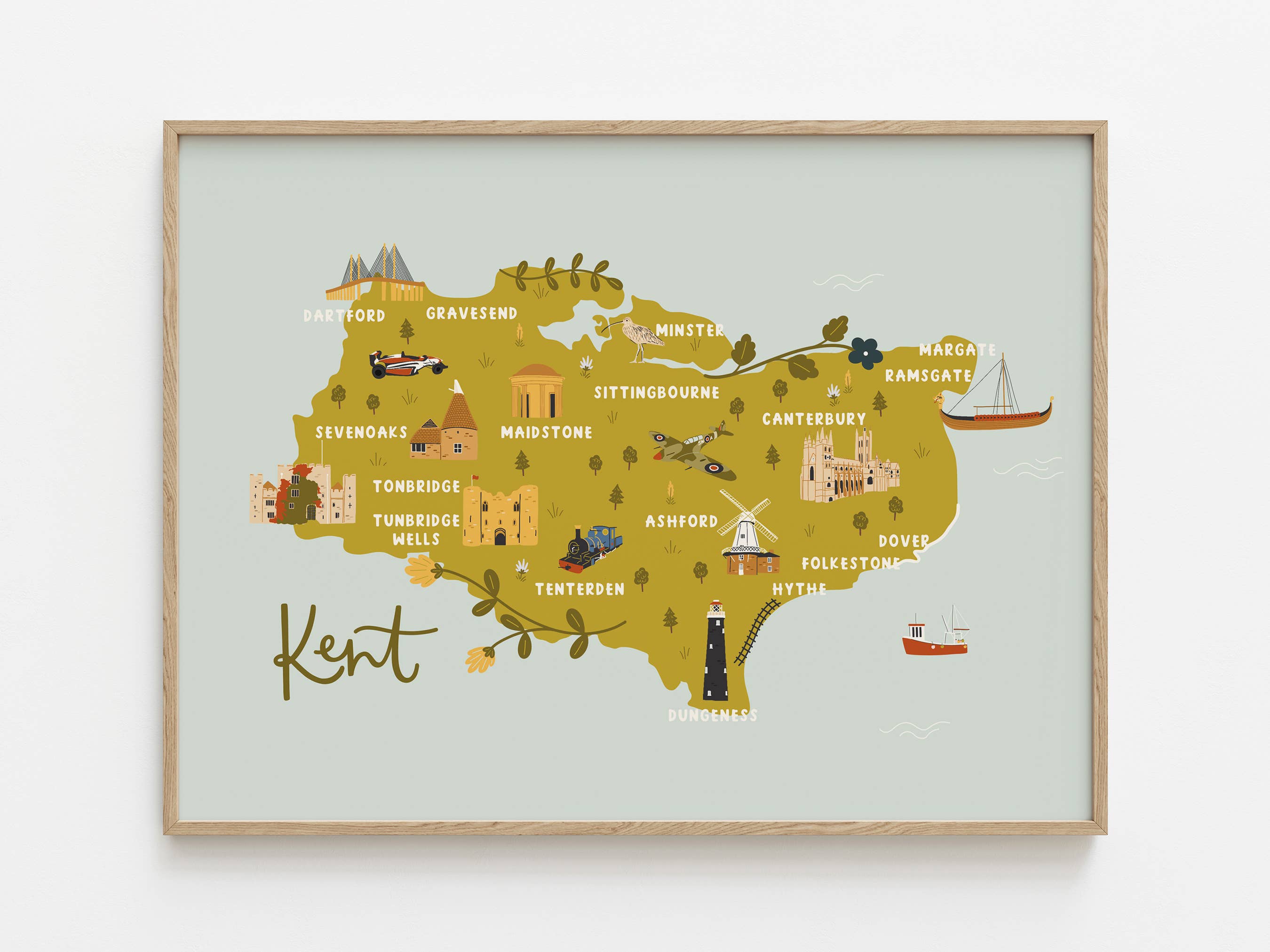 Abbie Imagine - Wholesale Art Print - Kent Map Print | Illustrated Kent Print0
