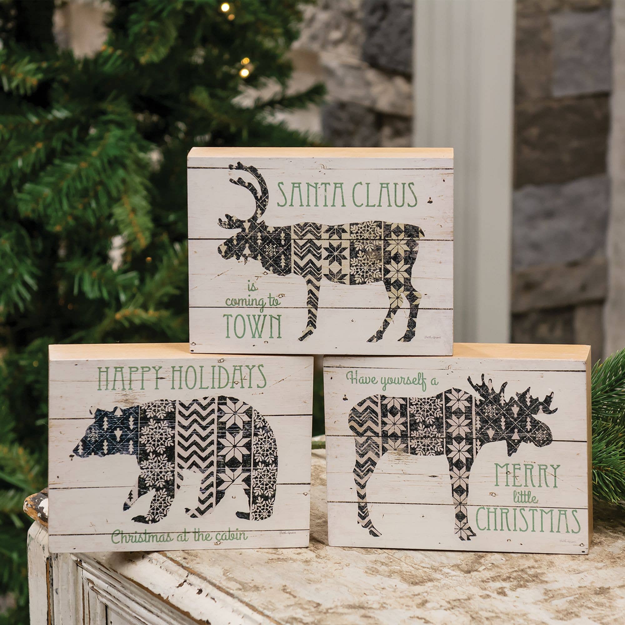Bright Ideas - Vente Pancarte - Panneau « Merry Christmas Nordic Moose Box »2