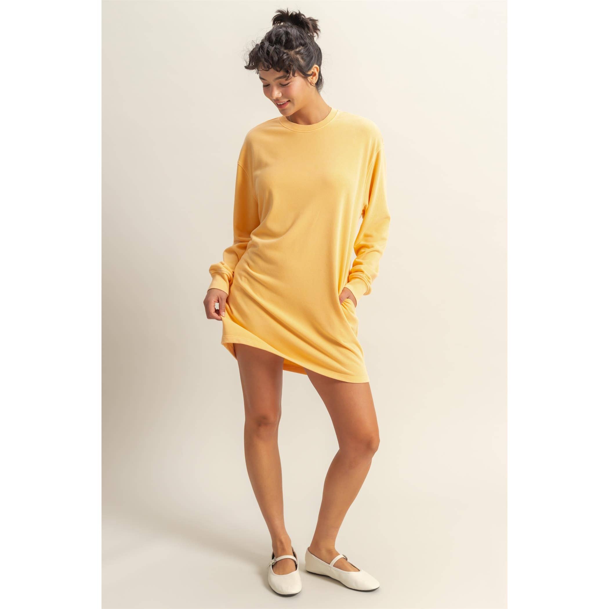 Double Zero - Wholesale Dress - Women's - Long Sleeve Oversized Mini Dress3